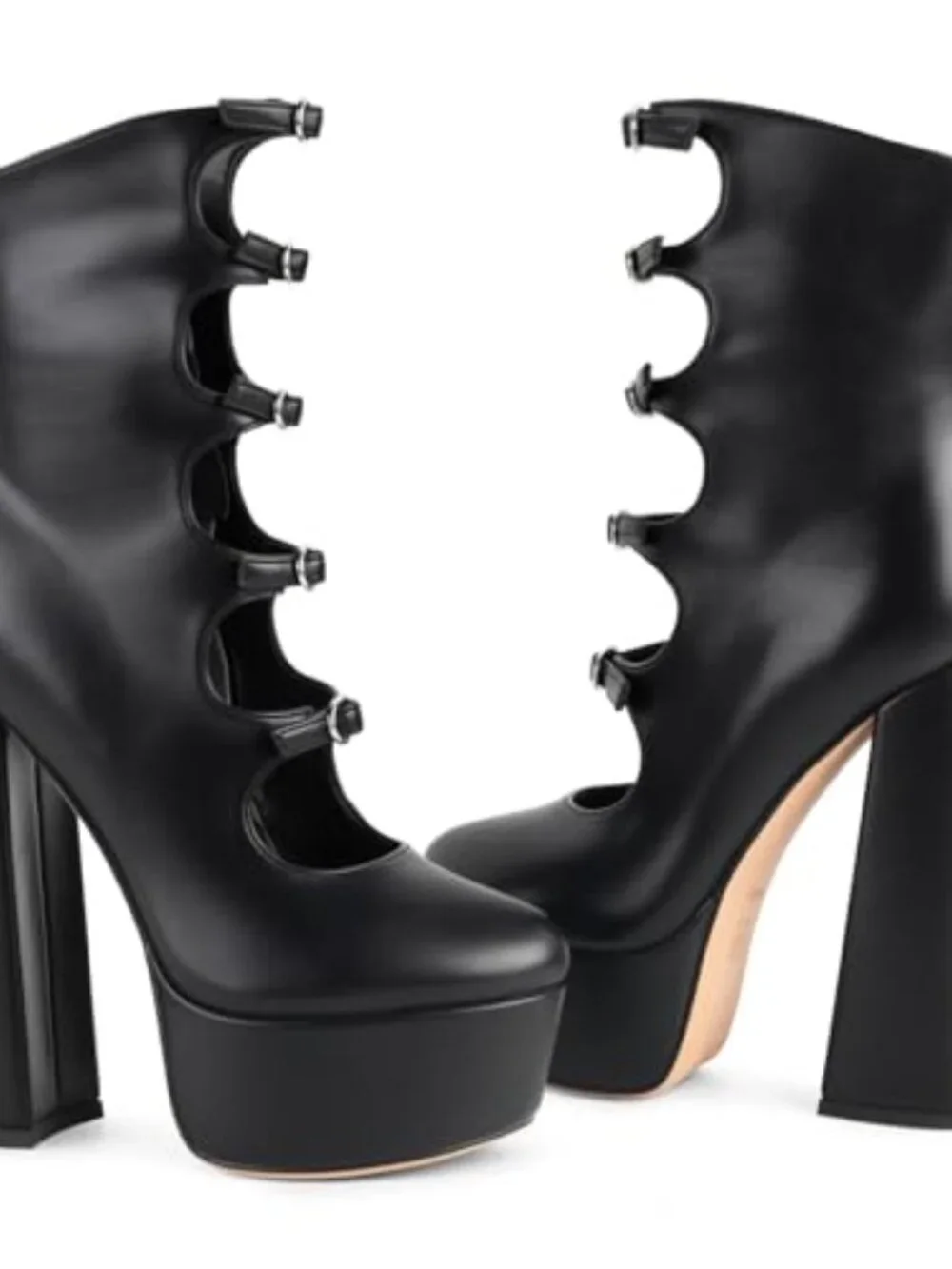 Chunky Platform Heels Goth Boots Side Zipper Block Heel Booties